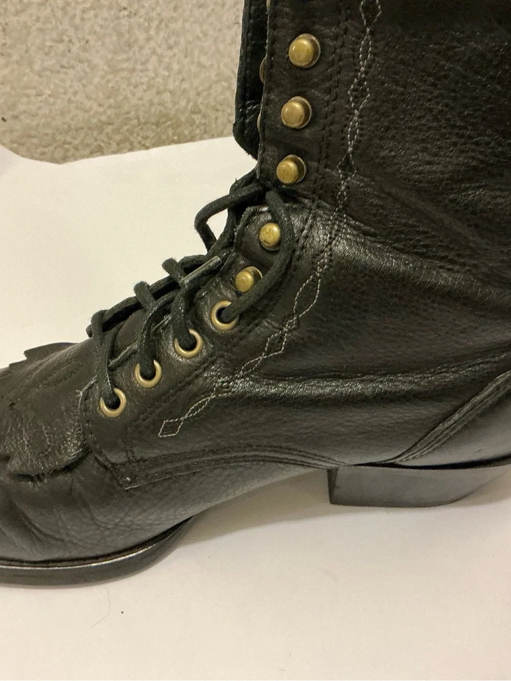 Ariat Black Leather Lace-Up Western Kiltie Ankle Boots